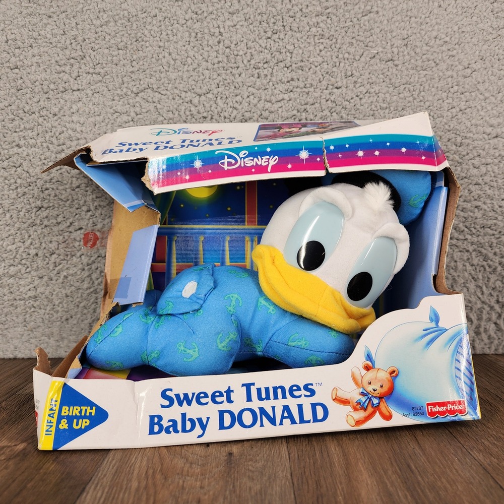 Fisher Price Disney Sweet Tunes Baby Donald Duck Musical Plush Toy 82707 Vintage